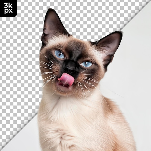 PSD a cat with blue eyes and a black nose with a white background