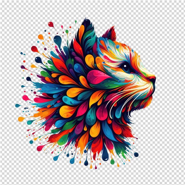 PSD a cat with a colorful head on it