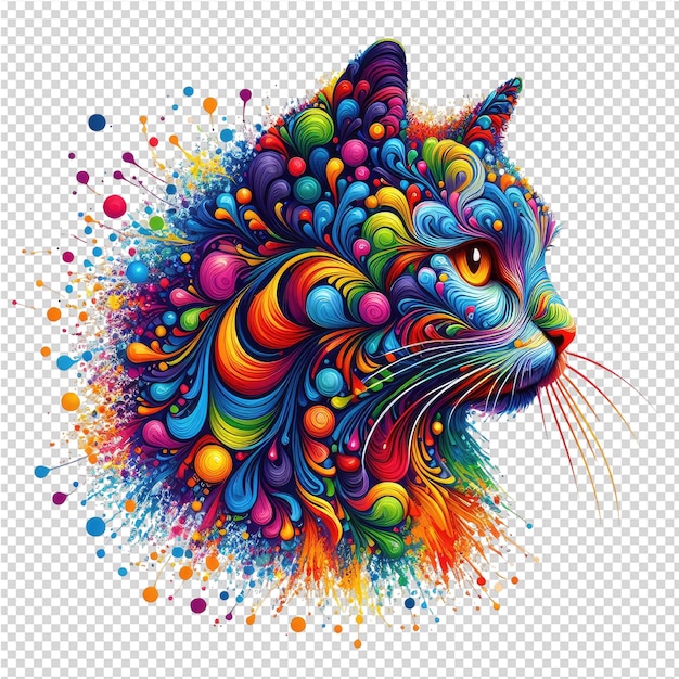 PSD a cat with colorful spots on its head