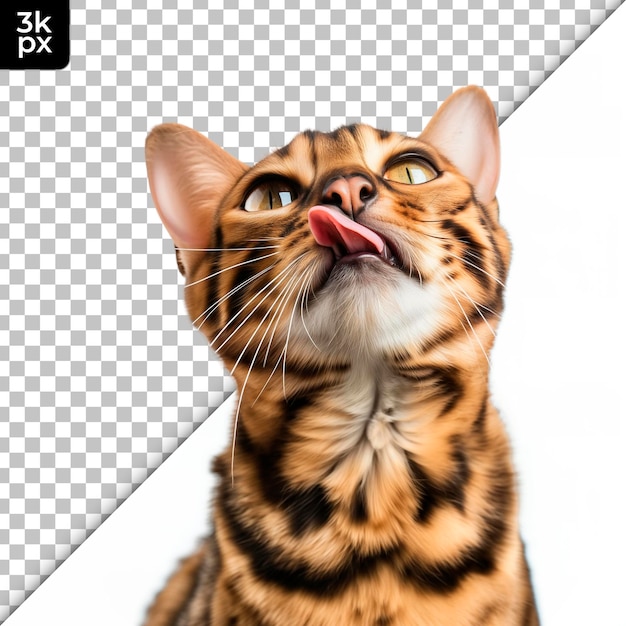 PSD a cat with a funny face and tongue sticking out