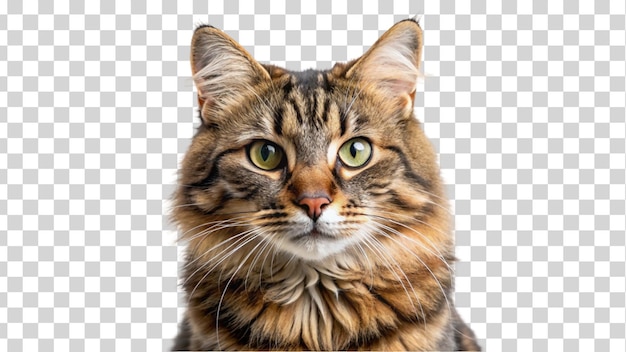 A cat with green eyes isolated on transparent background