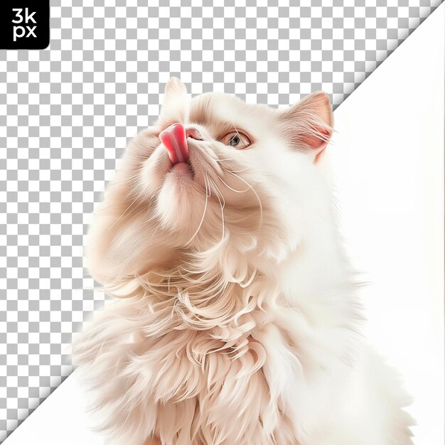 PSD un gatto con una lingua rossa che sporge è mostrato nell'immagine
