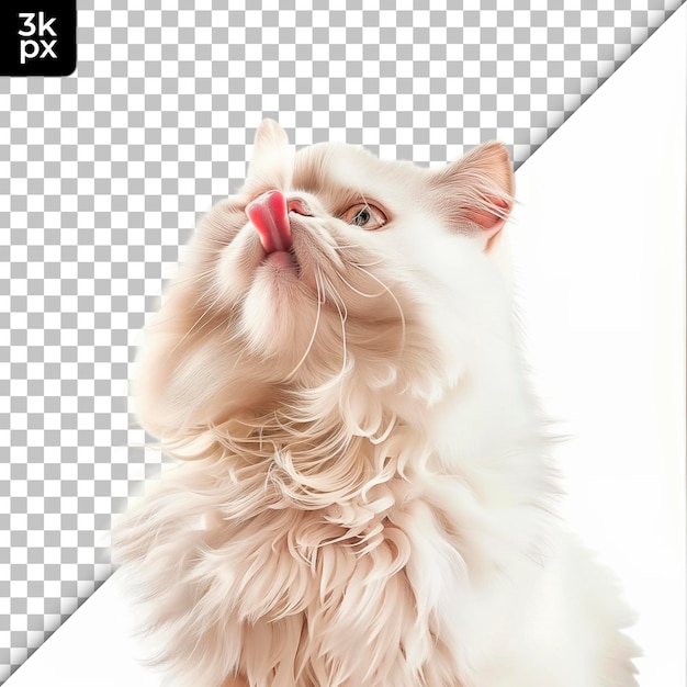 кошка с красным языком, высунутым из картинки