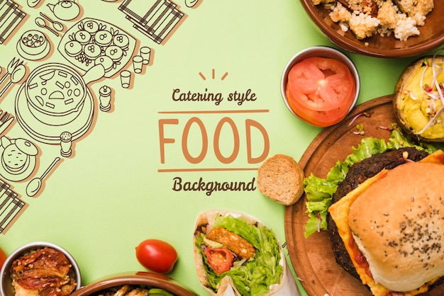 Catering food background with copy space