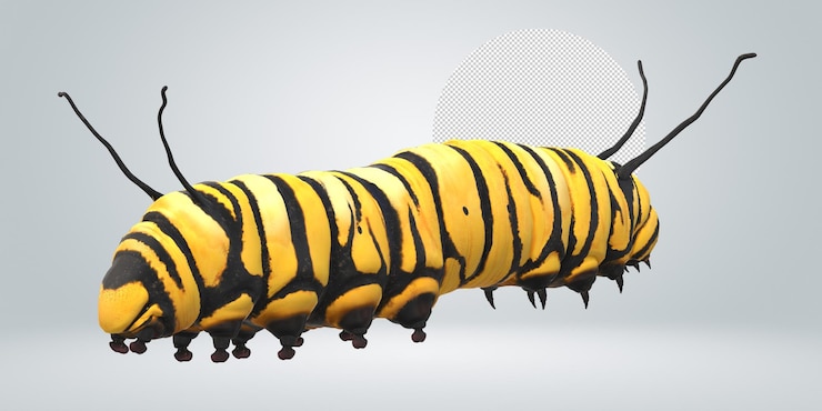 PSD caterpillar isolated on a transparent background
