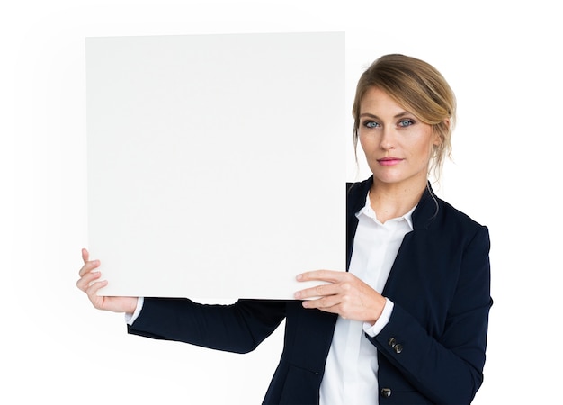 Caucasian Business Woman Holding Paper