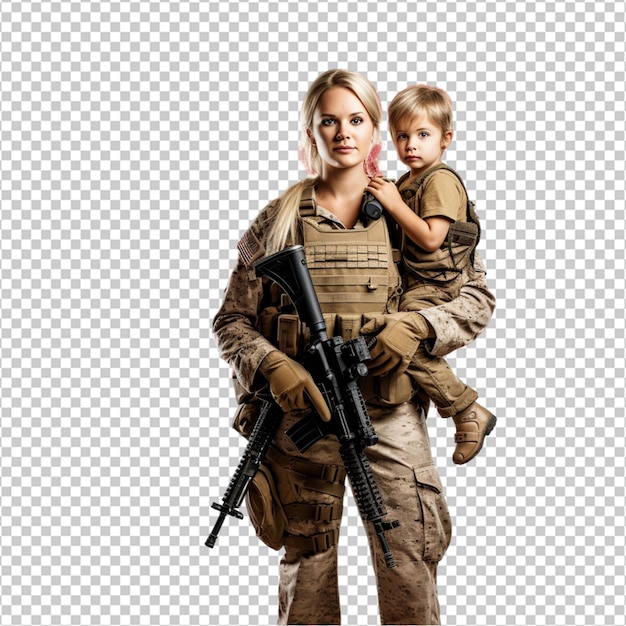 PSD caucasian female soldier png