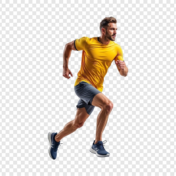 PSD caucasian professional runner isolated on transparent background