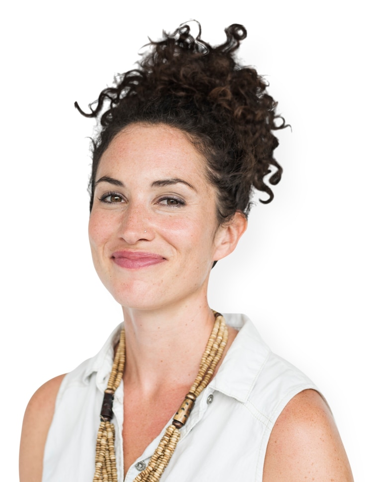 PSD caucasian woman smiling casual