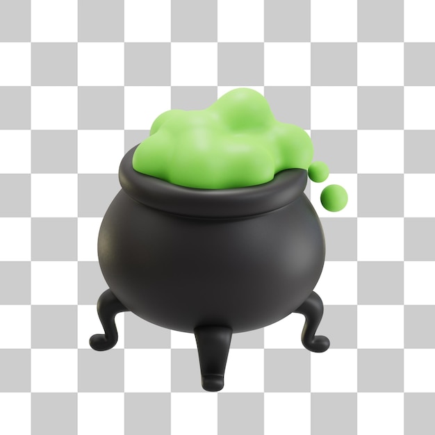 PSD cauldron pot 3d illustrations