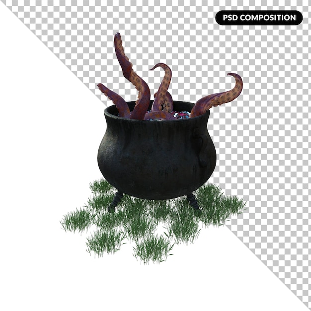 PSD cauldron pot isolated 3d