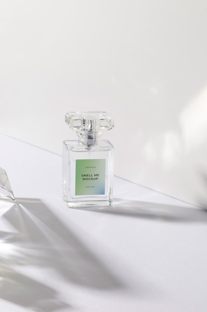 Caustic glass packaging parfume mockup