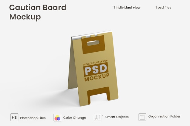 Caution board mockup free psd