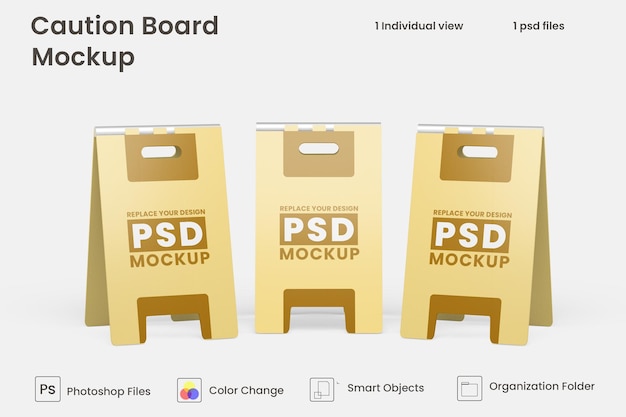 PSD caution board mockup free psd