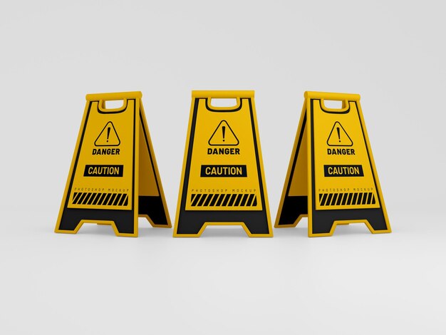 PSD caution board mockup