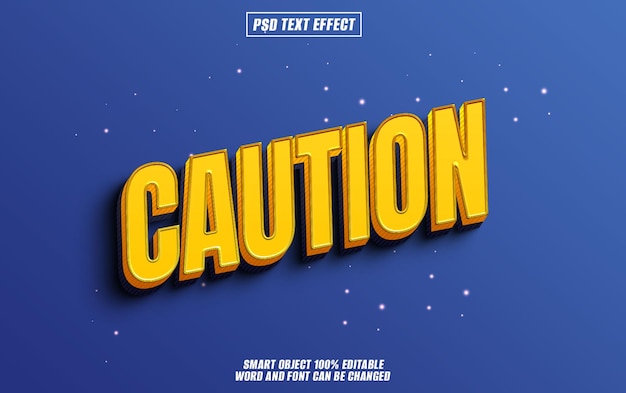 caution text effect font editable typography 3d text