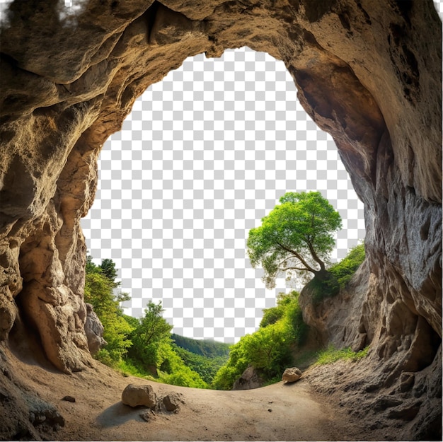 PSD cave view from inside isolated on transparent background