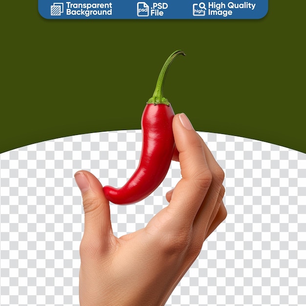 PSD cayenne peper in de hand een rode hete natuurlijke chili pod voor culinaire producten en recepten