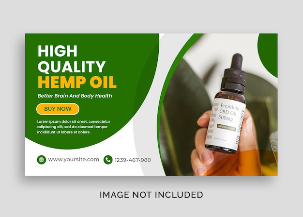 PSD banner social media olio di canapa naturale cbd o copertina facebook