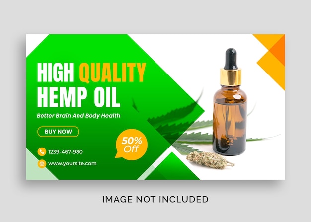 PSD banner web di olio di canapa naturale cbd o modello di copertina di facebook