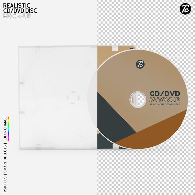 PSD cd disc and cd box cover mockup design isolated