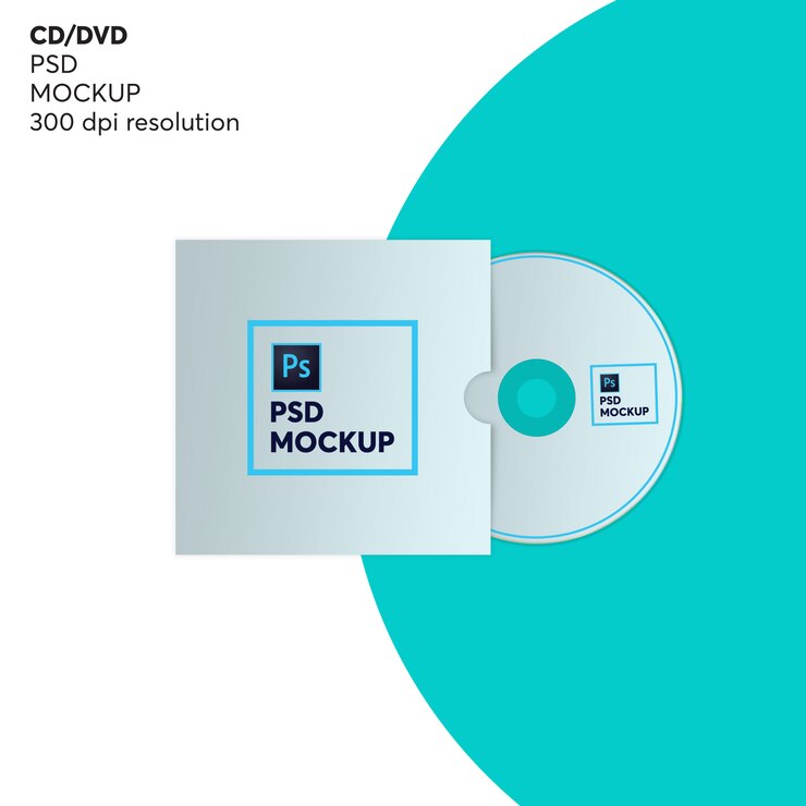 PSD cd disc with cover mockup