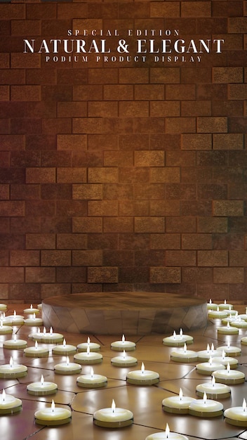 Cegła ściana Zamkowa Podium Ze świecą Do Prezentacji Produktu