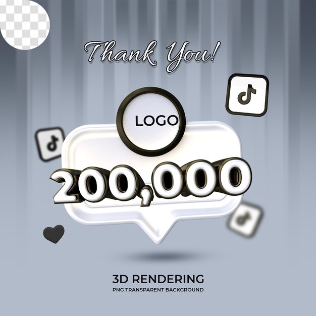 Celebracja Tiktok 20k Obserwujących Szablon Plakatu Renderowania 3d