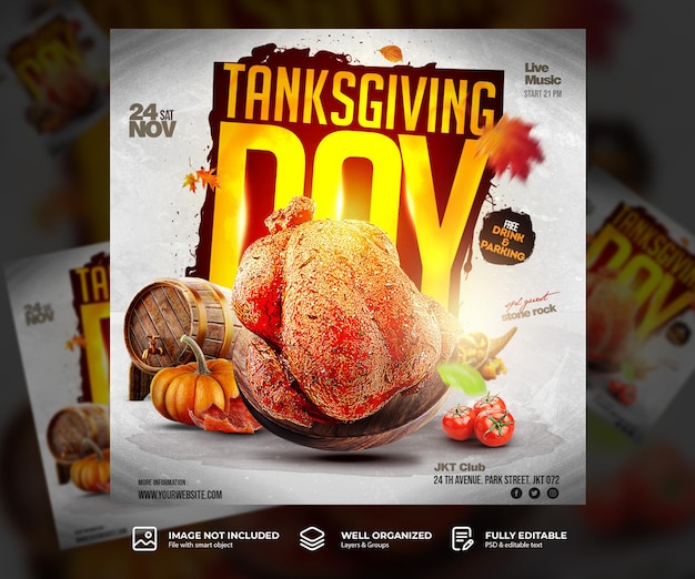 PSD celebrate autumn thanksgiving flyer template