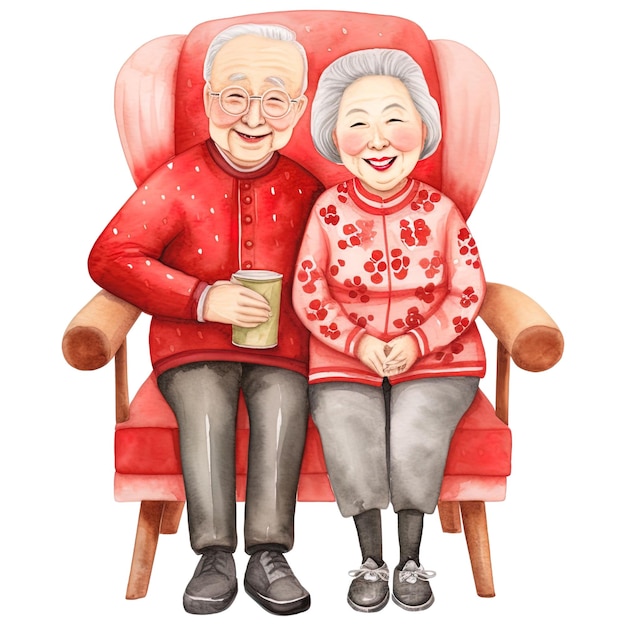 PSD カワイの高齢夫婦と中国新年を祝う クリパート