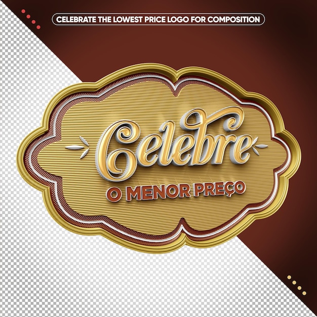 Celebrate the lowest price golden 3d logo for composition