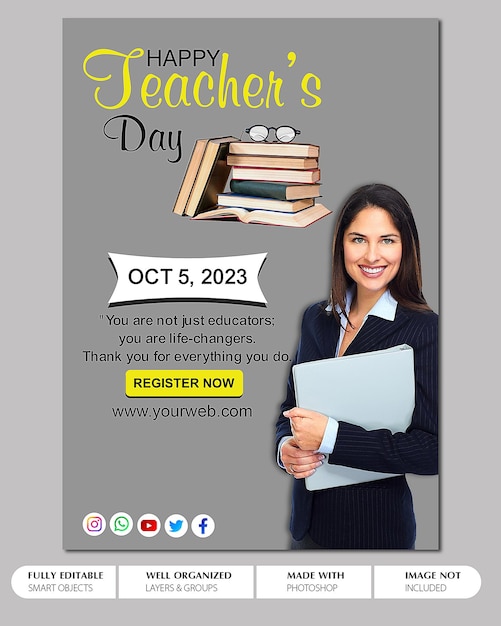 Celebrating the architects of knowledge a unique teachers day post design template