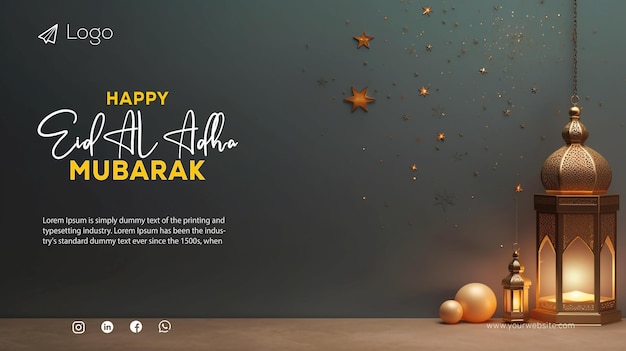 Celebrating eid al adha feast eid al adha mubarak poster banner design template