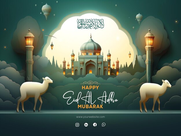 PSD celebrating eid al adha feast eid mubarak banner design template