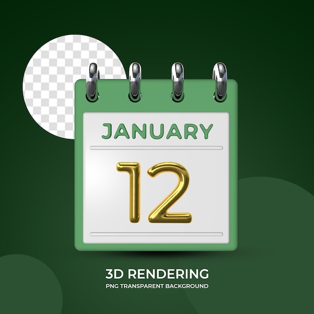 1월 12일 포스터 템플릿 3d 렌더링에 축하
