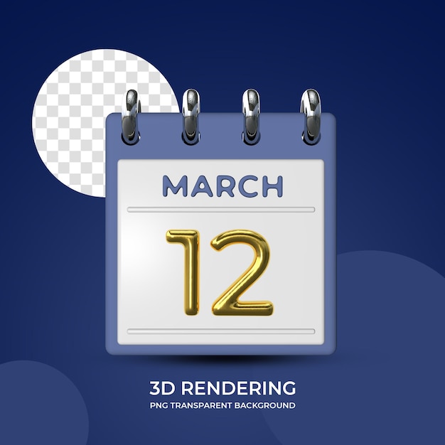 Празднование 12 марта шаблон плаката 3d рендеринг