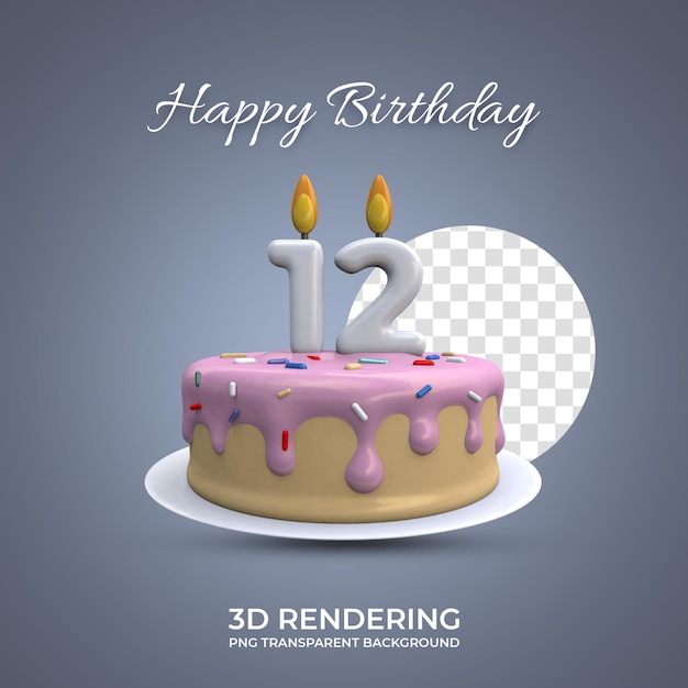 Celebration 12 year old birthday 3d rendering