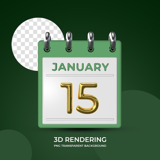 1월 15일 포스터 템플릿 3d 렌더링에 축하