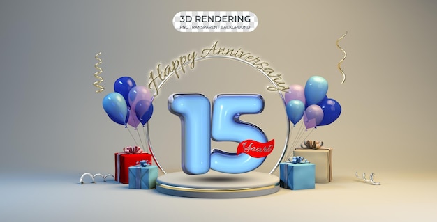 Modello di banner per l'anniversario di 15 anni di celebrazione