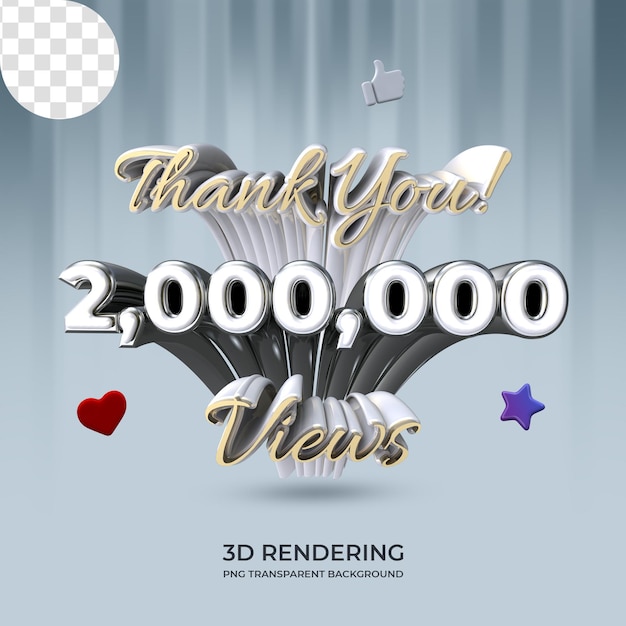 PSD お祝い200万ビデオビューポスターテンプレート3dレンダリング