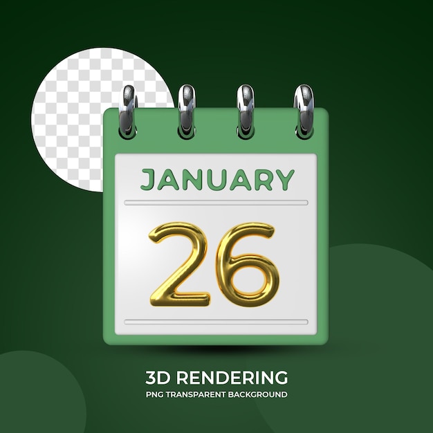 PSD celebrazione il 26 gennaio poster modello 3d rendering