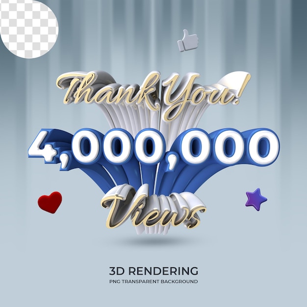 Celebration 4 million video views poster template 3d rendering