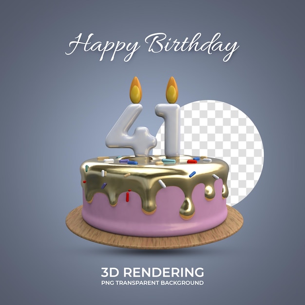 PSD celebration 41 year old birthday 3d rendering