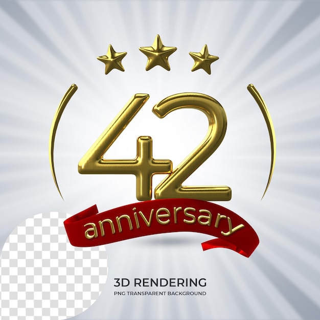 축하 42 주년 포스터 3D 렌더링