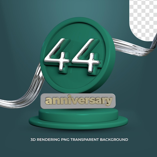 PSD celebrazione del 44° anniversario poster 3d rende lo sfondo trasparente