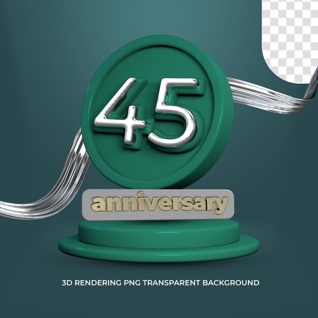 PSD celebration 45 anniversary poster 3d render transparent background