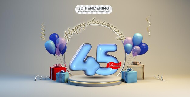 PSD modello di banner per l'anniversario di 45 anni di celebrazione