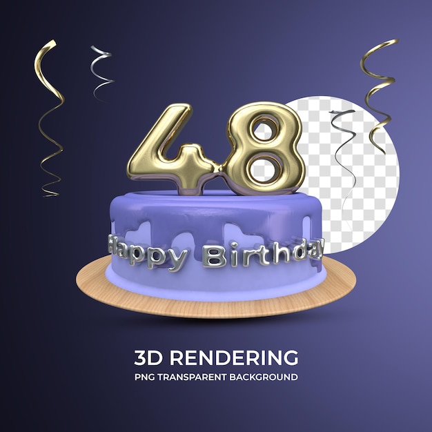 PSD 축하 48 세 생일 3d 렌더링