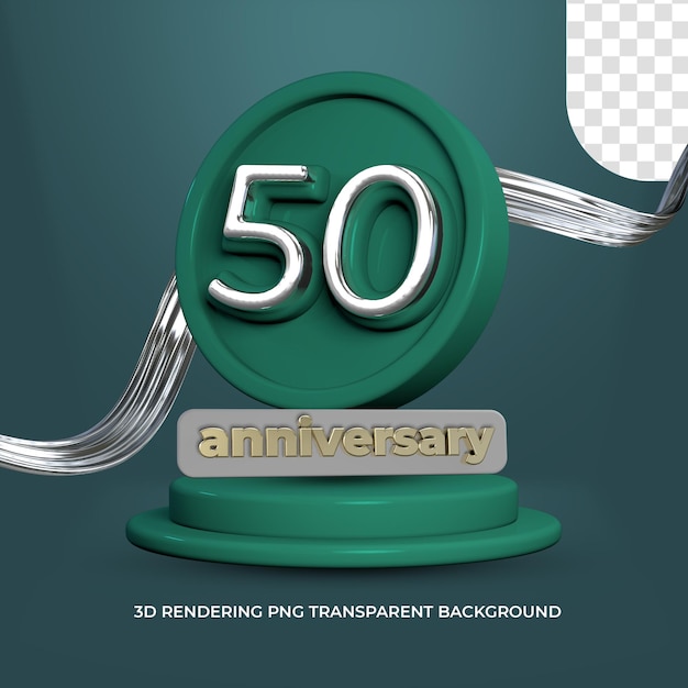 PSD 축하 50주년 기념 포스터 3d 렌더링 투명 배경