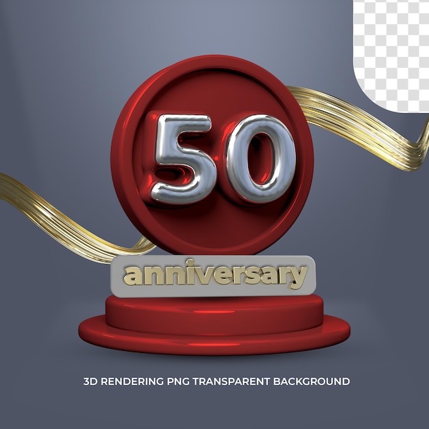 Celebration 50 anniversary poster template 3d render transparent background